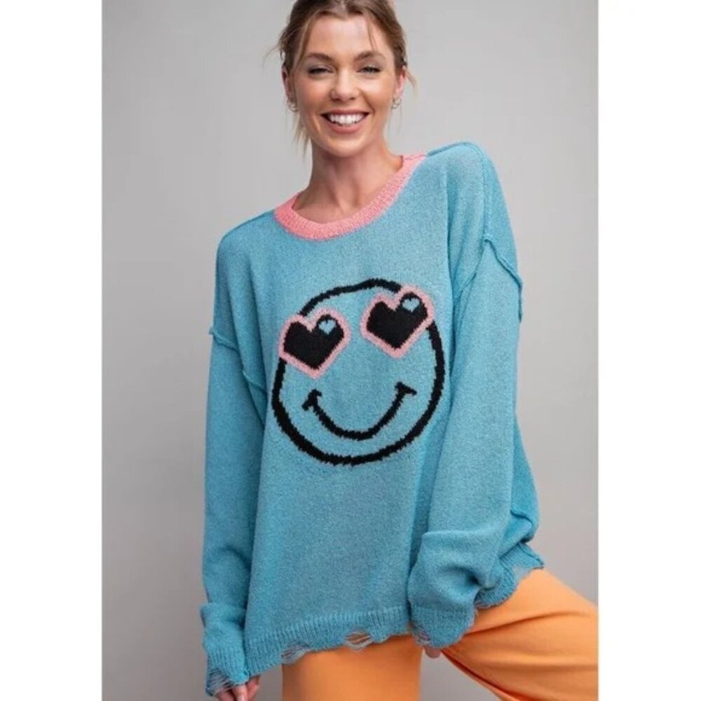 Easel Smiley Face Knitted Sweater